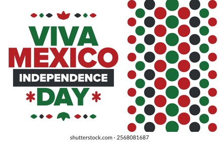 Viva Mexico. Mexican Independence Day. Happy holiday. Celebrate annual in September 16. Freedom day. Patriotic mexican design. Poster, card, banner, template, background. Vector illustration