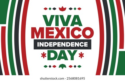 Viva Mexico. Mexican Independence Day. Happy holiday. Celebrate annual in September 16. Freedom day. Patriotic mexican design. Poster, card, banner, template, background. Vector illustration