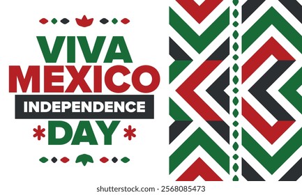 Viva Mexico. Mexican Independence Day. Happy holiday. Celebrate annual in September 16. Freedom day. Patriotic mexican design. Poster, card, banner, template, background. Vector illustration