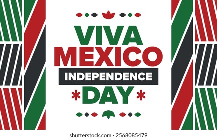 Viva Mexico. Mexican Independence Day. Happy holiday. Celebrate annual in September 16. Freedom day. Patriotic mexican design. Poster, card, banner, template, background. Vector illustration