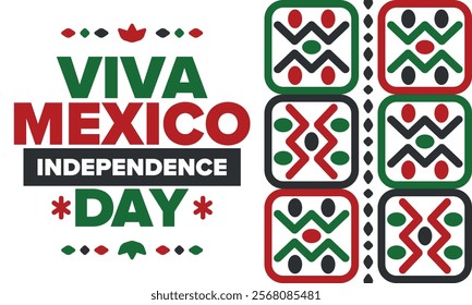 Viva Mexico. Mexican Independence Day. Happy holiday. Celebrate annual in September 16. Freedom day. Patriotic mexican design. Poster, card, banner, template, background. Vector illustration