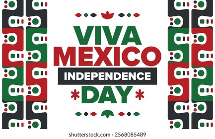 Viva Mexico. Mexican Independence Day. Happy holiday. Celebrate annual in September 16. Freedom day. Patriotic mexican design. Poster, card, banner, template, background. Vector illustration