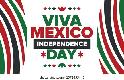 Viva Mexico. Mexican Independence Day. Happy holiday. Celebrate annual in September 16. Freedom day. Patriotic mexican design. Poster, card, banner, template, background. Vector illustration