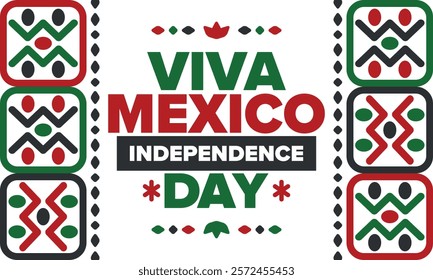 Viva Mexico. Mexican Independence Day. Happy holiday. Celebrate annual in September 16. Freedom day. Patriotic mexican design. Poster, card, banner, template, background. Vector illustration