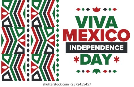 Viva Mexico. Mexican Independence Day. Happy holiday. Celebrate annual in September 16. Freedom day. Patriotic mexican design. Poster, card, banner, template, background. Vector illustration