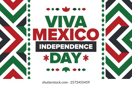 Viva Mexico. Mexican Independence Day. Happy holiday. Celebrate annual in September 16. Freedom day. Patriotic mexican design. Poster, card, banner, template, background. Vector illustration