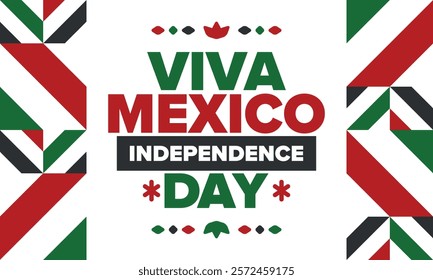 Viva Mexico. Mexican Independence Day. Happy holiday. Celebrate annual in September 16. Freedom day. Patriotic mexican design. Poster, card, banner, template, background. Vector illustration