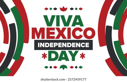 Viva Mexico. Mexican Independence Day. Happy holiday. Celebrate annual in September 16. Freedom day. Patriotic mexican design. Poster, card, banner, template, background. Vector illustration