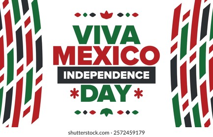 Viva Mexico. Mexican Independence Day. Happy holiday. Celebrate annual in September 16. Freedom day. Patriotic mexican design. Poster, card, banner, template, background. Vector illustration