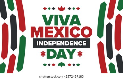 Viva Mexico. Mexican Independence Day. Happy holiday. Celebrate annual in September 16. Freedom day. Patriotic mexican design. Poster, card, banner, template, background. Vector illustration