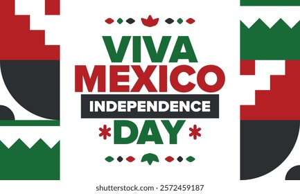 Viva Mexico. Mexican Independence Day. Happy holiday. Celebrate annual in September 16. Freedom day. Patriotic mexican design. Poster, card, banner, template, background. Vector illustration