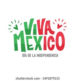 Viva Mexico. Mexican independence lettering vector illustration.