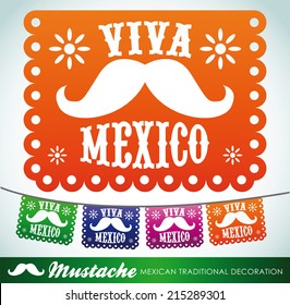 Viva Mexico - mexican mustache holiday vector decoration 