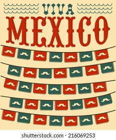 Viva Mexico - mexican mustache holiday vector decoration 