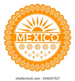 Viva Mexico. Papel Picado. Festive traditional paper banner with decorative ornament.