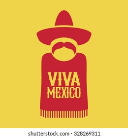 Viva Mexico, poncho and  sombrero, vector