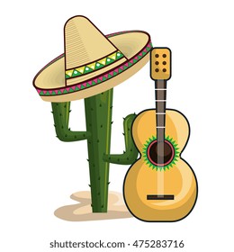 viva mexico poster cactus isolated vector illustration design