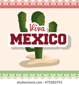 viva mexico poster cactus isolated vector illustration design