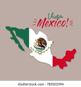 viva mexico poster with mexico map and flag colorful silhouette