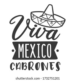 Viva Mexico Zitat Motivation Design. mexikanischer Hut Badge Illustration Vektor sagt.