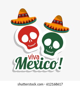 viva mexico skulls hat design