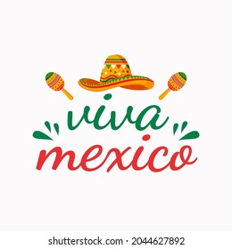 Viva Mexico Sombrero Hat Maracas Stock Vector (Royalty Free) 2044627892