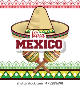 viva mexico sombrero poster icon vector illustration design