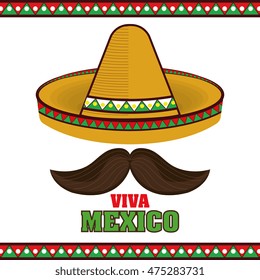 viva mexico sombrero poster icon vector illustration design