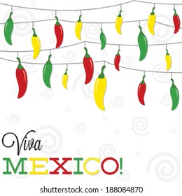 'Viva Mexico' strings of peppers in vector format.