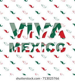 viva mexico text with paper cut 3d layers effect on background with silhouettes of mexico map