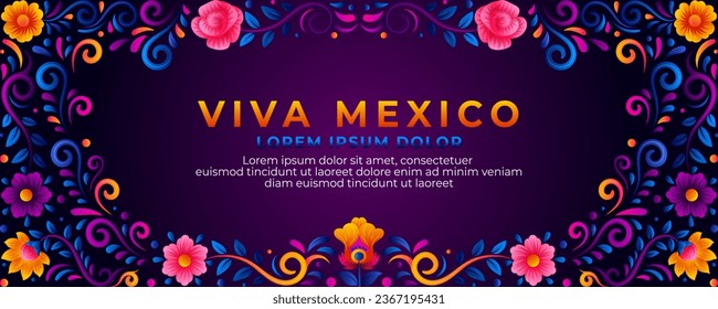 Viva Mexico, traditional mexican holiday banner design