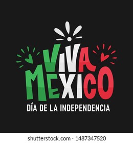 Viva Mexico. Traditional mexican phrase holiday, lettering vector illustration.