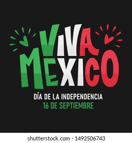 Viva Mexico. Traditional mexican phrase holiday, lettering vector illustration.