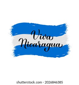 Viva Nicaragua – Long Live Nicaragua lettering in Spanish. Honduran Independence Day celebrated on September 15. Vector template for typography poster, banner, greeting card, flyer, etc.