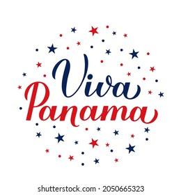 Viva Panama – Long Live Panama lettering in Spanish. Panamanian Independence Day celebrated on November 3. Vector template for typography poster, banner, greeting card, flyer, etc.