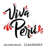 Viva Peru, Live Peru spanish text Patriotic Peruvian flag colors vector.