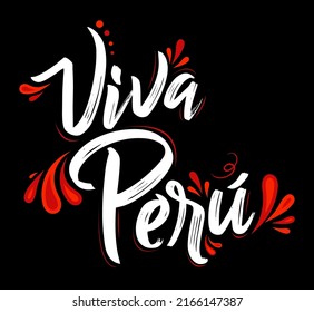 Viva Peru, Live Peru spanischer Text Patriotic Peruanischen Fahnen Farben Vektorgrafik.