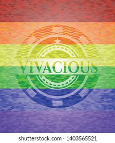 Vivacious emblem on mosaic background with the colors of the LGBT flag