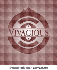Vivacious red emblem or badge with abstract geometric polygonal pattern background. Seamless.