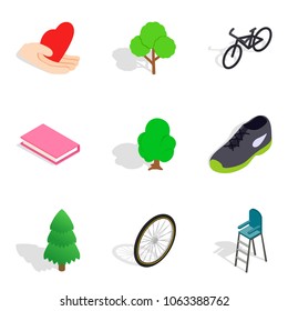 Vivacity icons set. Isometric set of 9 vivacity vector icons for web isolated on white background