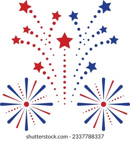 Vive la France fireworks Concept, Event Day Celebration Elements Firecrackers and stars Vector Icon Design, Bastille Day Symbol, National day of France Sign, French Revolution Stock illustration