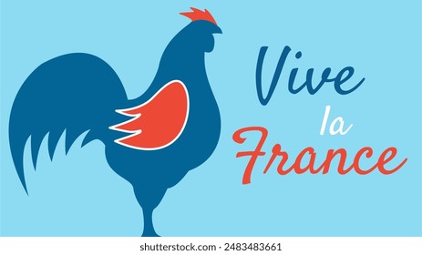 Vive la France (French Translation: long live France or hurray for France). Background or banner for the Bastille Day or public holiday and event in France.