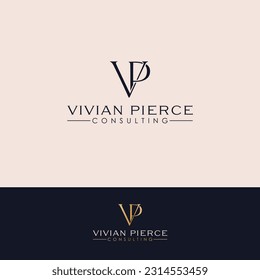 Vivian Pierce consulting vector logo design. Letters V and P logotype. VP initials logo template.