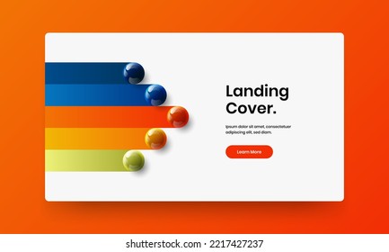 Vivid 3D balls horizontal cover illustration. Simple postcard design vector concept.