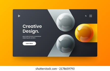 Vivid 3D balls postcard template. Multicolored annual report vector design illustration.
