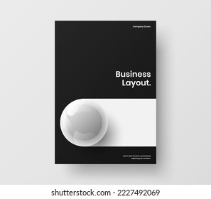 Vivid 3D spheres booklet template. Colorful magazine cover design vector concept.