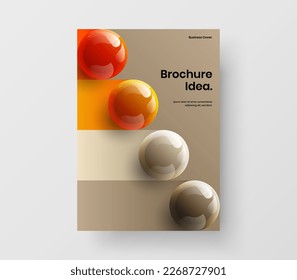 Vivid 3D spheres company identity concept. Bright magazine cover design vector illustration.
