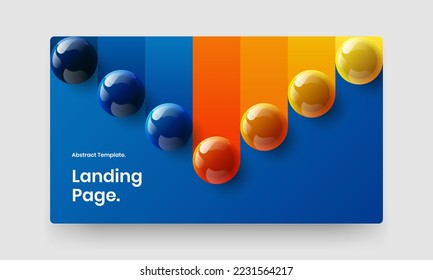 Vivid 3D spheres corporate identity layout. Modern front page design vector illustration.