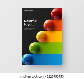 Vivid 3D spheres flyer template. Original corporate cover vector design illustration.