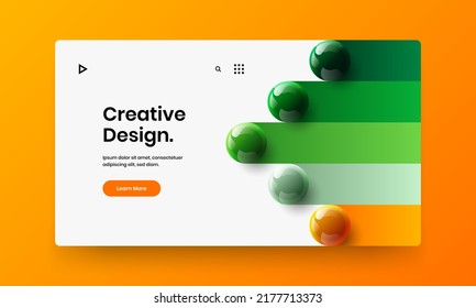 Vivid 3D spheres pamphlet concept. Clean annual report vector design layout.